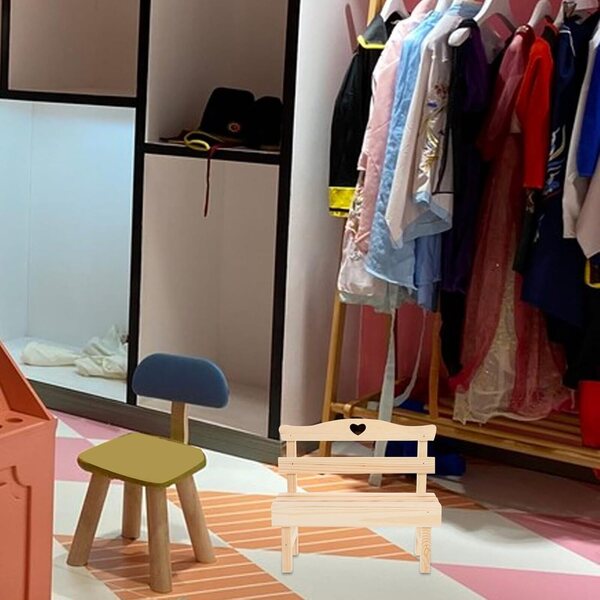 Mini Panca in Legno di Pino con Motivo a Cuore per Decorazioni Casa e Giardino