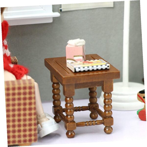 ORFOFE Tavolino da Tè Miniatura in Legno per Casa delle Bambole 1:12 Elegante e Classico