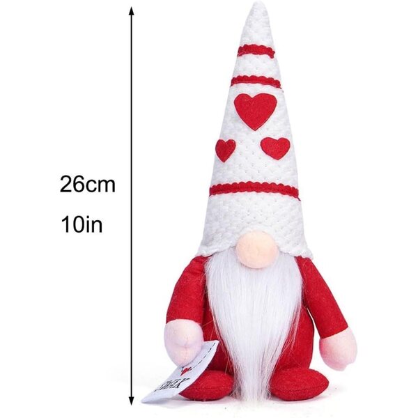 bambole naine Saint-Valentin in cotone rosso e bianco decorazione casa festiva
