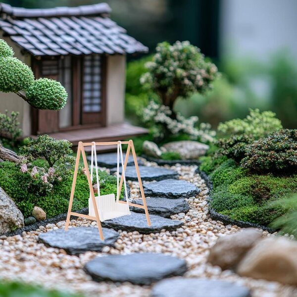 Altalena Miniatura in PLA per Casa delle Bambole, Giardino Decorativo Realistico