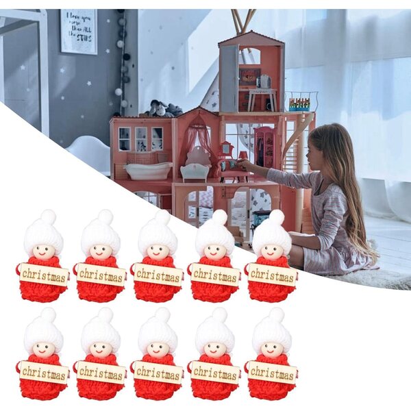 Puppenhaus-Miniaturfiguren, Weihnachtsthema, aus Massivholz, sicher für Kinder