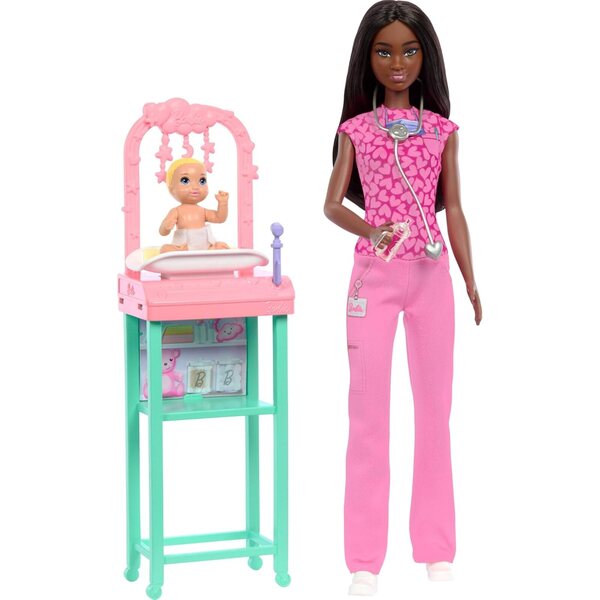 Barbie Baby Doctor mit Baby- und medizinischem Zubehör, Kinderarzt-Rollenspielset