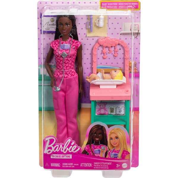 Barbie Baby Doctor mit Baby- und medizinischem Zubehör, Kinderarzt-Rollenspielset