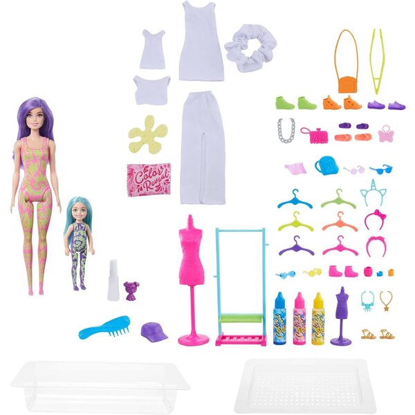 Barbie Cofanetto Mode Tie-Dye Color Reveal con 2 Bambole e Accessori Personalizzabili