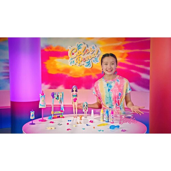 Barbie Fashion Tie-Dye Color Reveal Box-Set mit 2 anpassbaren Puppen und Zubehör
