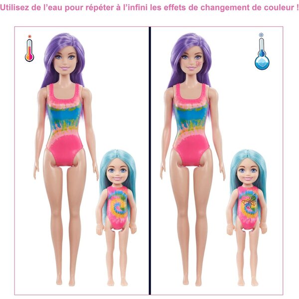Barbie Fashion Tie-Dye Color Reveal Box-Set mit 2 anpassbaren Puppen und Zubehör