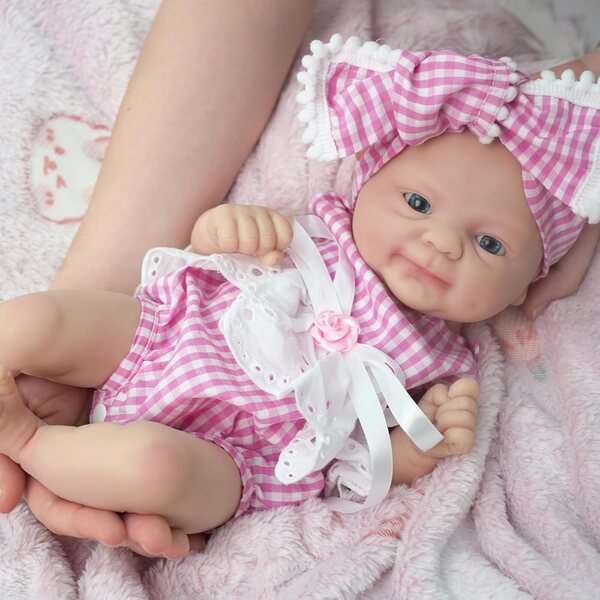 Bambola Reborn Silicone 14'' Realistica Corpo Intero Soft Touch Neonata 35,5 cm
