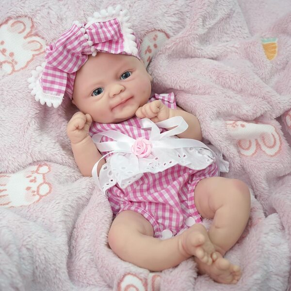 Bambola Reborn Silicone 14'' Realistica Corpo Intero Soft Touch Neonata 35,5 cm