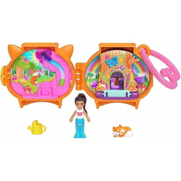 Polly Pocket Mini-Set Renard mit 2 Figuren und Zubehör, Tierspiel für 4+