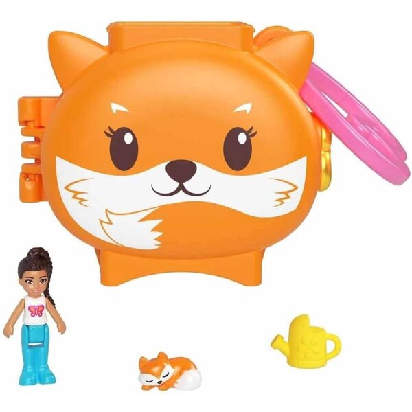 Polly Pocket Mini-Set Renard mit 2 Figuren und Zubehör, Tierspiel für 4+