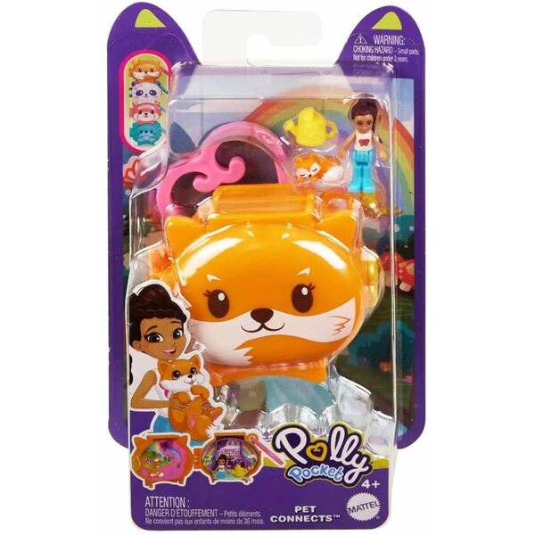 Polly Pocket Mini-Set Renard mit 2 Figuren und Zubehör, Tierspiel für 4+
