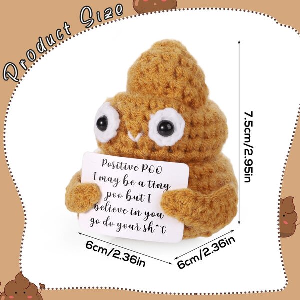 Boxob Mini Positive Poop aus gelber Wolle 7,5 cm – Kreative Puppen und lustiges Geschenk