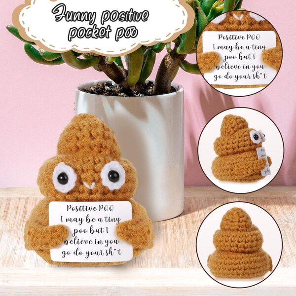 Boxob Mini Positive Poop aus gelber Wolle 7,5 cm – Kreative Puppen und lustiges Geschenk