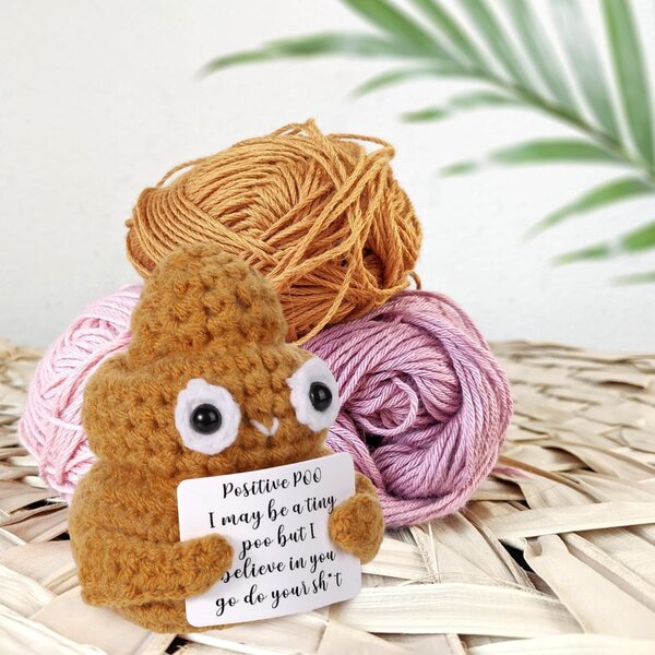 Boxob Mini Positive Poop aus gelber Wolle 7,5 cm – Kreative Puppen und lustiges Geschenk
