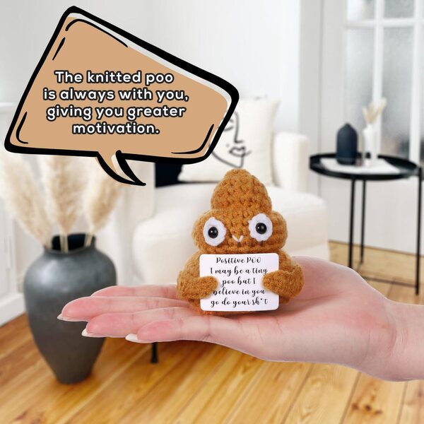 Boxob Mini Positive Poop aus gelber Wolle 7,5 cm – Kreative Puppen und lustiges Geschenk