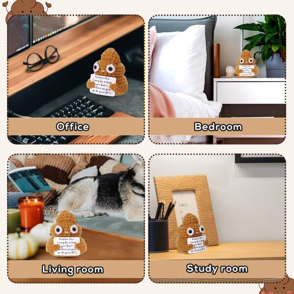 Boxob Mini Positive Poop aus gelber Wolle 7,5 cm – Kreative Puppen und lustiges Geschenk