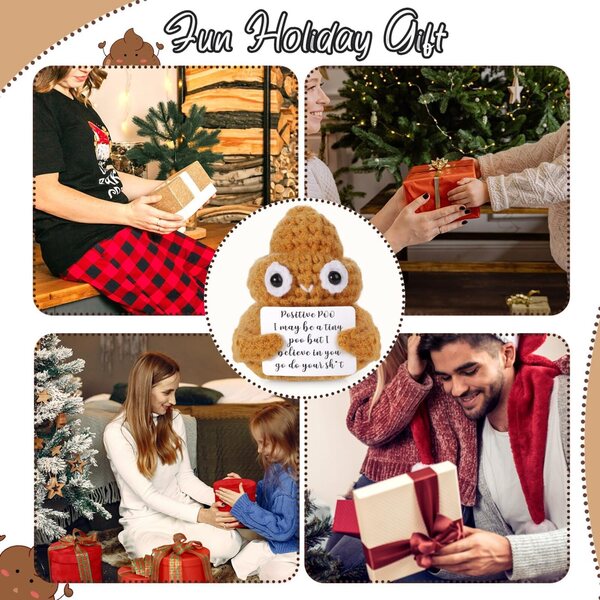 Boxob Mini Positive Poop aus gelber Wolle 7,5 cm – Kreative Puppen und lustiges Geschenk