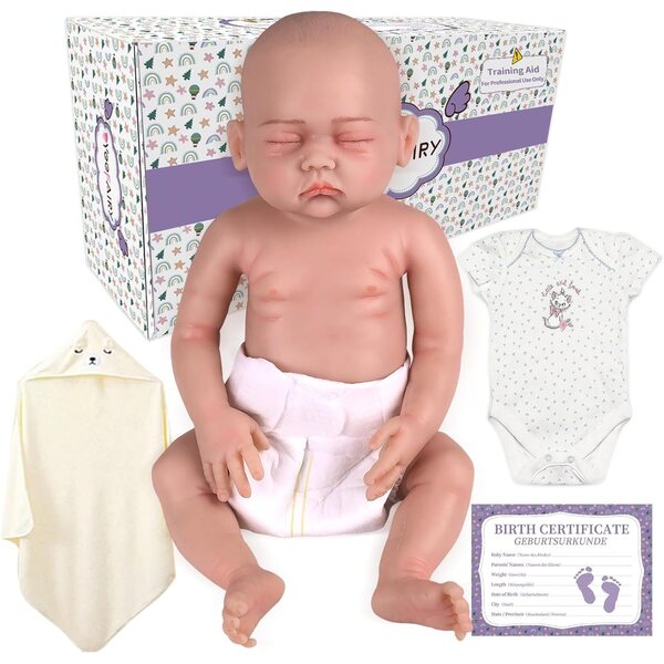 Baby Doll Reborn in silicone 43 cm Occhi chiusi realistici 2,7 kg Carnagione beige YEEFAIRY
