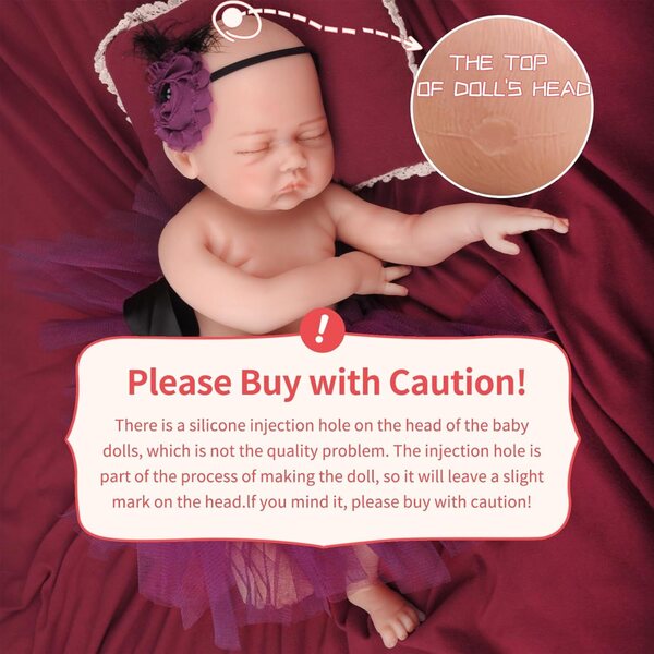 Baby Doll Reborn in silicone 43 cm Occhi chiusi realistici 2,7 kg Carnagione beige YEEFAIRY
