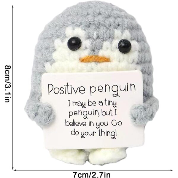 Positive Pinguin-Häkelpuppe: emotionale Unterstützung und schöne Dekoration 8x7 cm
