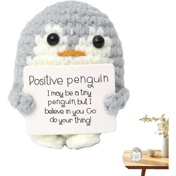 Positive Pinguin-Häkelpuppe: emotionale Unterstützung und schöne Dekoration 8x7 cm