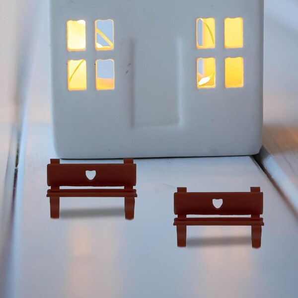 Mini panchine in plastica per case delle bambole e micro paesaggi, 4 modelli rustici