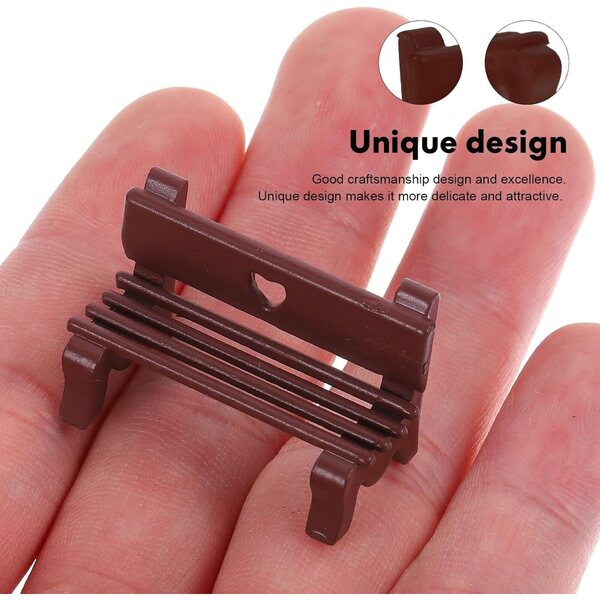 Mini panchine in plastica per case delle bambole e micro paesaggi, 4 modelli rustici