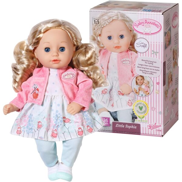 Baby Annabell Little Sophia – 36 cm große weiche Puppe mit langen Haaren und schließbaren Augen