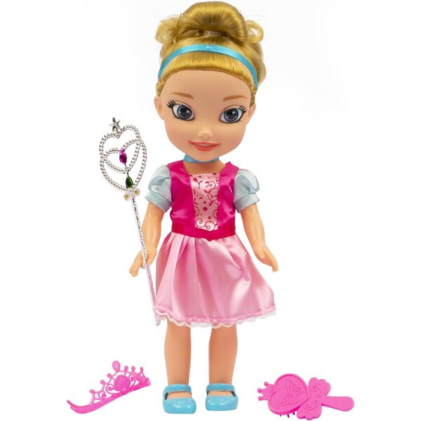 MÄRCHENPRINZESSIN Puppe 35 cm Aschenputtel mit Kleid, Krone und Zepter für Kinder