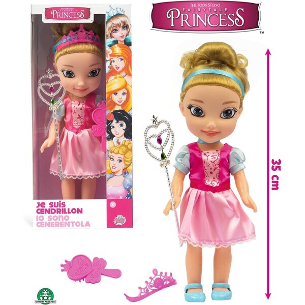 MÄRCHENPRINZESSIN Puppe 35 cm Aschenputtel mit Kleid, Krone und Zepter für Kinder
