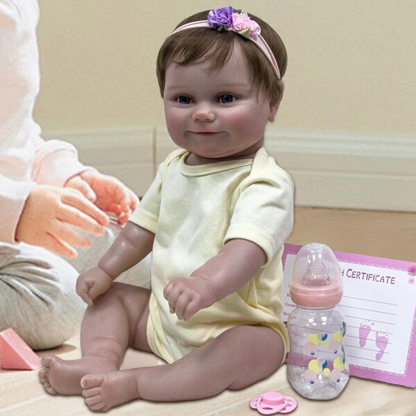 20 Zoll realistische wiedergeborene Puppe mit Silikongelenk und weichem Körper – Baby-Badespielzeug