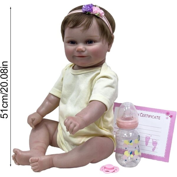 20 Zoll realistische wiedergeborene Puppe mit Silikongelenk und weichem Körper – Baby-Badespielzeug