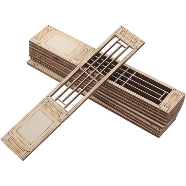 Set 20 Mini Porte in Legno Beige per Casa delle Bambole Stile Cinese Decorativa
