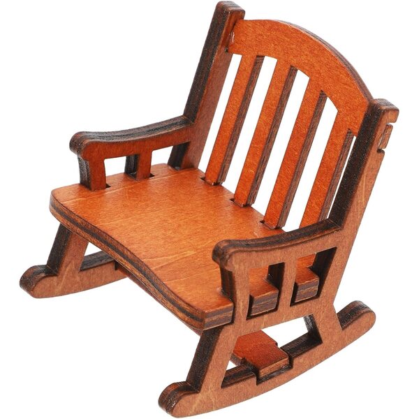 Sedia a dondolo miniatura in legno Alasum decorazione elegante per casa delle bambole