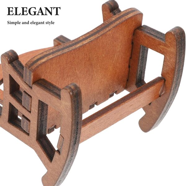 Sedia a dondolo miniatura in legno Alasum decorazione elegante per casa delle bambole