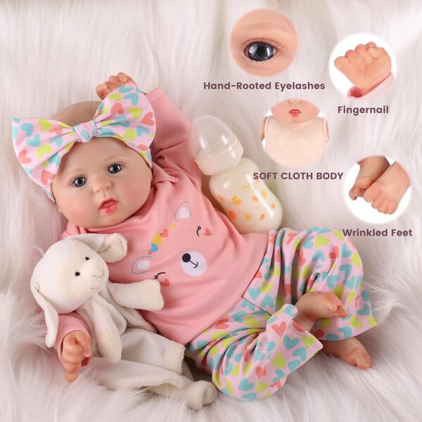 BABESIDE Reborn-Puppen für Mädchen, 20 Zoll, realistischer weicher Körper, handgefertigt, mit Zubehör