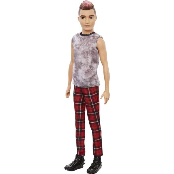 Barbie Fashionistas Ken mit braunen und rosa Haaren, trendigem Look und Accessoires