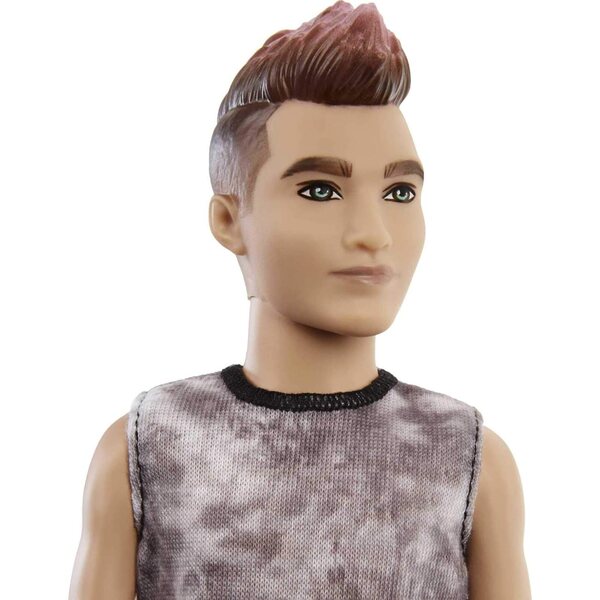 Barbie Fashionistas Ken mit braunen und rosa Haaren, trendigem Look und Accessoires