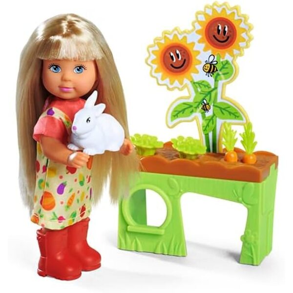 Simba Evi Love Jardin 12 cm mit Lapin, Potager und Gemüse inklusive – Ab 3 Jahren