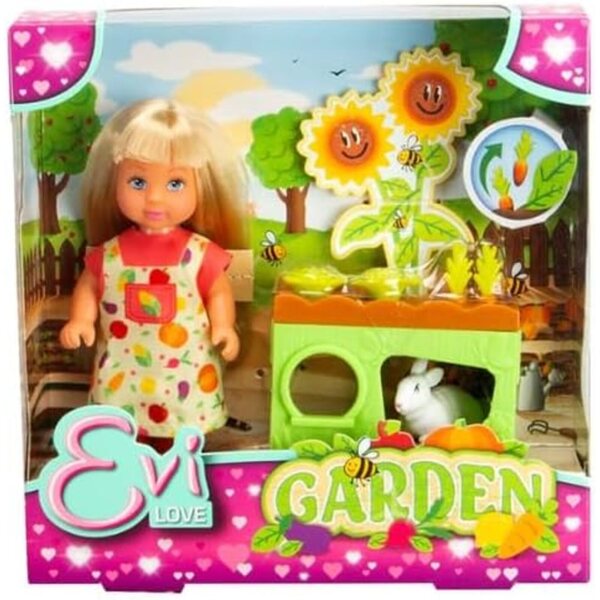 Simba Evi Love Jardin 12 cm mit Lapin, Potager und Gemüse inklusive – Ab 3 Jahren