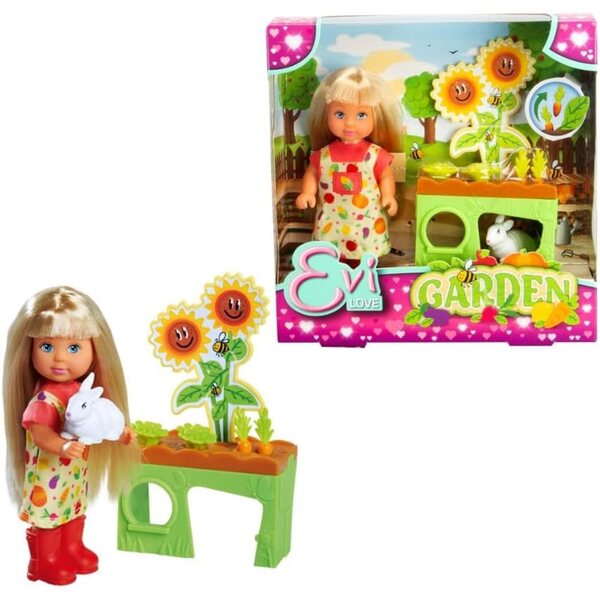 Simba Evi Love Jardin 12 cm mit Lapin, Potager und Gemüse inklusive – Ab 3 Jahren