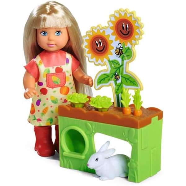 Simba Evi Love Jardin 12 cm mit Lapin, Potager und Gemüse inklusive – Ab 3 Jahren