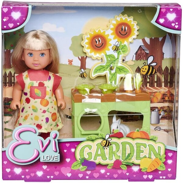 Simba Evi Love Jardin 12 cm mit Lapin, Potager und Gemüse inklusive – Ab 3 Jahren