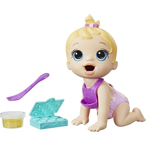 Baby Alive Lil Snacks Puppe 8 Zoll – Ess- und Kackepuppe, Snacks-Zubehör