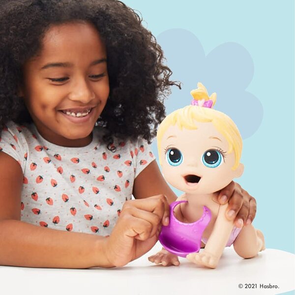 Baby Alive Lil Snacks Puppe 8 Zoll – Ess- und Kackepuppe, Snacks-Zubehör
