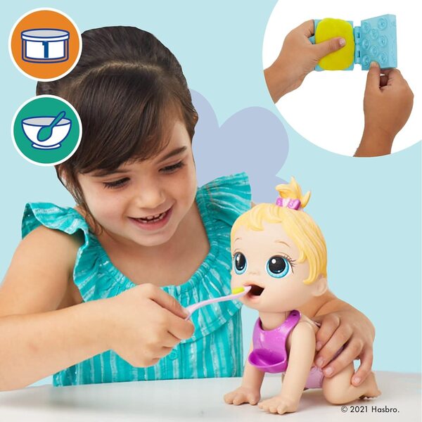 Baby Alive Lil Snacks Puppe 8 Zoll – Ess- und Kackepuppe, Snacks-Zubehör