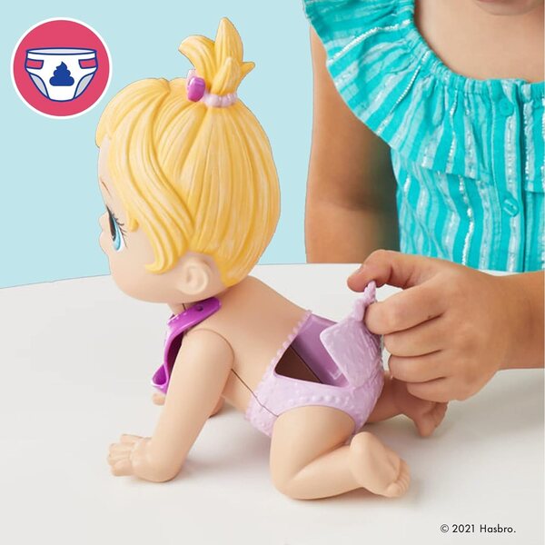 Baby Alive Lil Snacks Puppe 8 Zoll – Ess- und Kackepuppe, Snacks-Zubehör