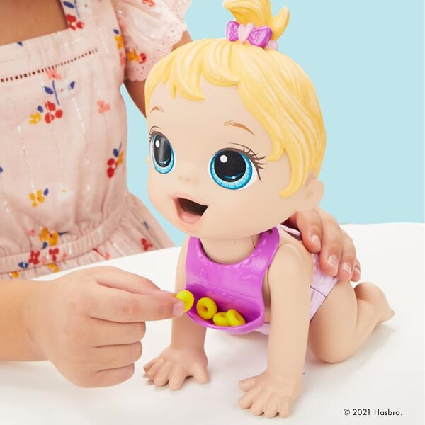 Baby Alive Lil Snacks Puppe 8 Zoll – Ess- und Kackepuppe, Snacks-Zubehör