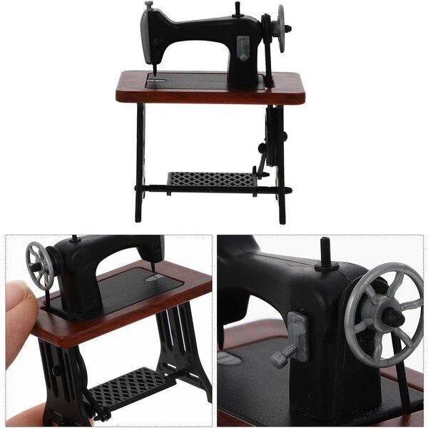 Mini macchina da cucire per casa delle bambole, decorazione artigianale in ABS compatta