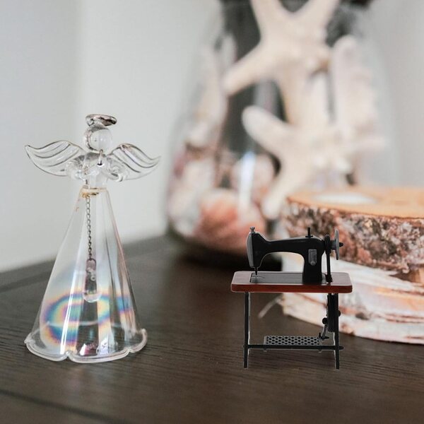 Mini macchina da cucire per casa delle bambole, decorazione artigianale in ABS compatta